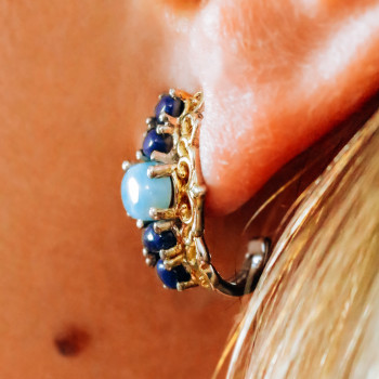 Sky Jewelry Серебряные серьги с камнями ларимар и содалит