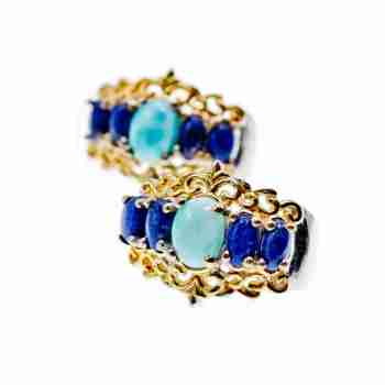 Sky Jewelry Серебряные серьги с камнями ларимар и содалит