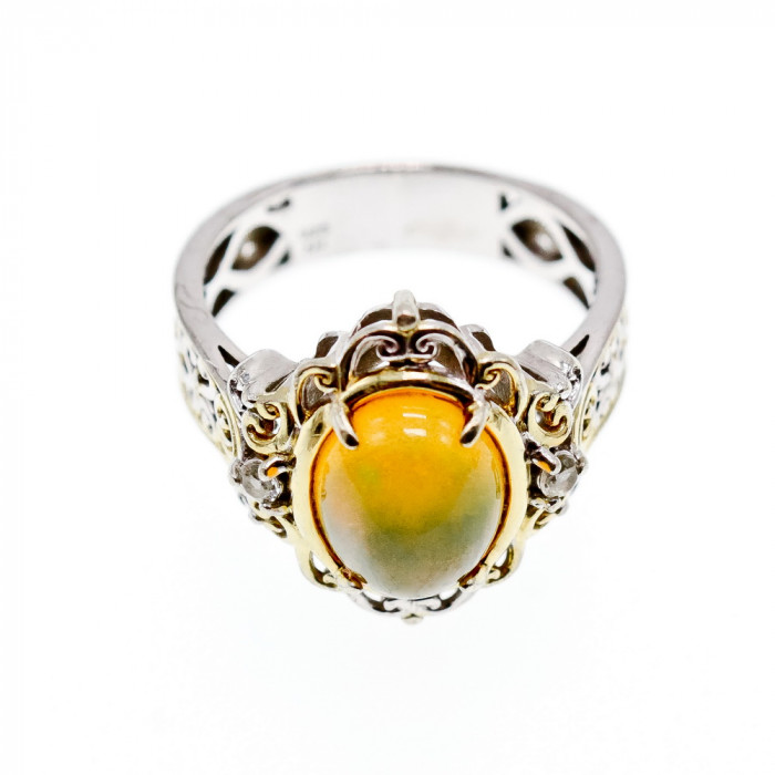 Sky Jewelry Серебряное кольцо с опалом и гошенитом