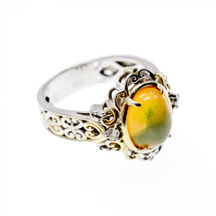 Sky Jewelry Серебряное кольцо с опалом и гошенитом