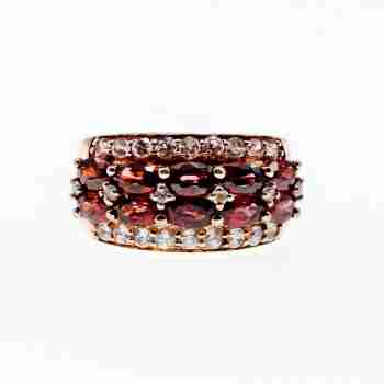 Sky Jewelry Серебряное кольцо с камнями гессонит и фианит