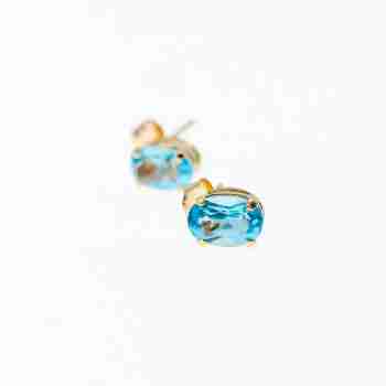 Sky Jewelry Золотые серьги гвоздики с топазом