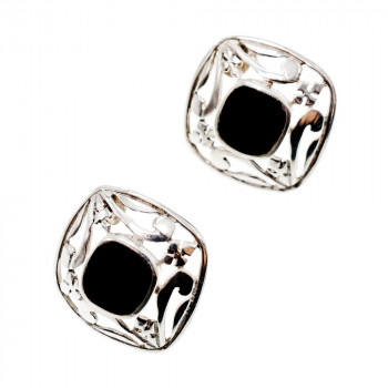 Sky Jewelry Серебряные серьги с черным нефритом