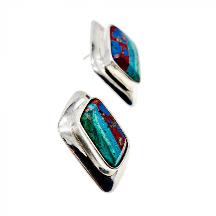 Sky Jewelry Серебряные серьги с яшмой  Уникальность