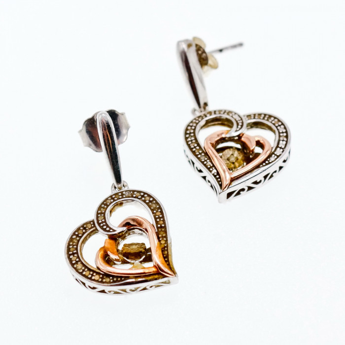 Sky Jewelry Серебряные серьги со вставками из золота  Сердца