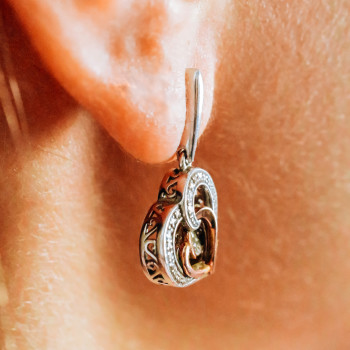 Sky Jewelry Серебряные серьги со вставками из золота  Сердца