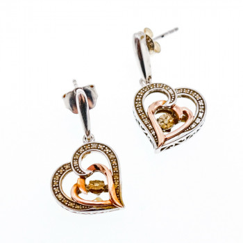 Sky Jewelry Серебряные серьги со вставками из золота  Сердца