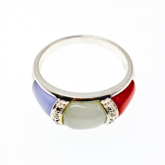 Sky Jewelry Серебряное кольцо с камнями нефрит