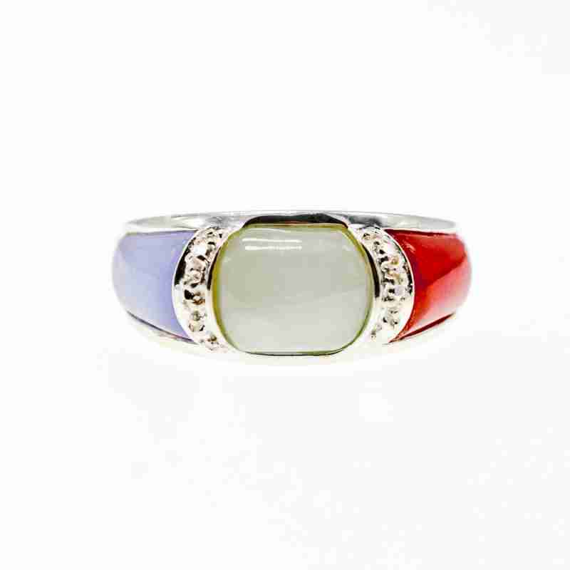 Sky Jewelry Серебряное кольцо с камнями нефрит
