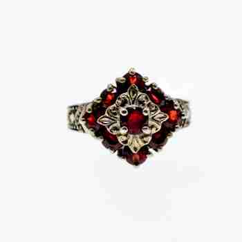 Sky Jewelry Серебряное кольцо с камнями спессартин