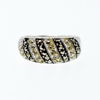 Sky Jewelry Серебряное кольцо с марказитами и фианитами