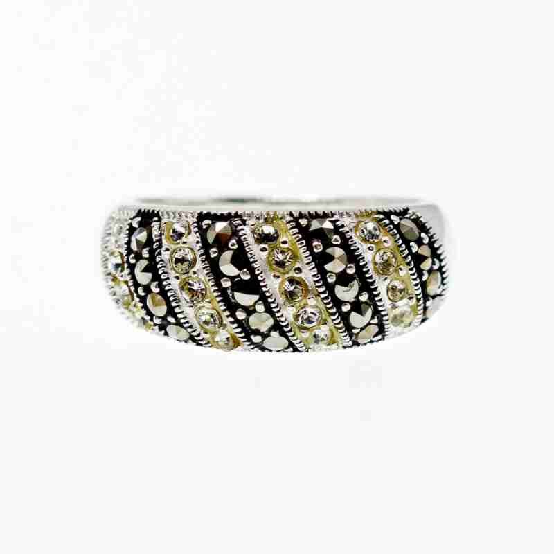 Sky Jewelry Серебряное кольцо с марказитами и фианитами