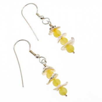 Sky Jewelry Серебряные серьги с агатом и перламутром