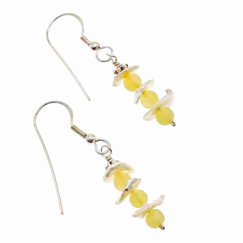 Sky Jewelry Серебряные серьги с агатом и перламутром