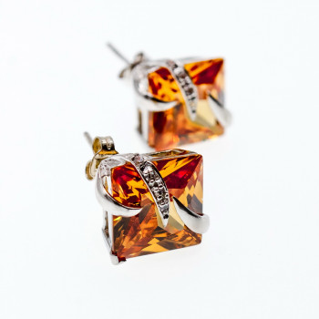 Sky Jewelry Серебряные серьги с фианитами  Обаяние