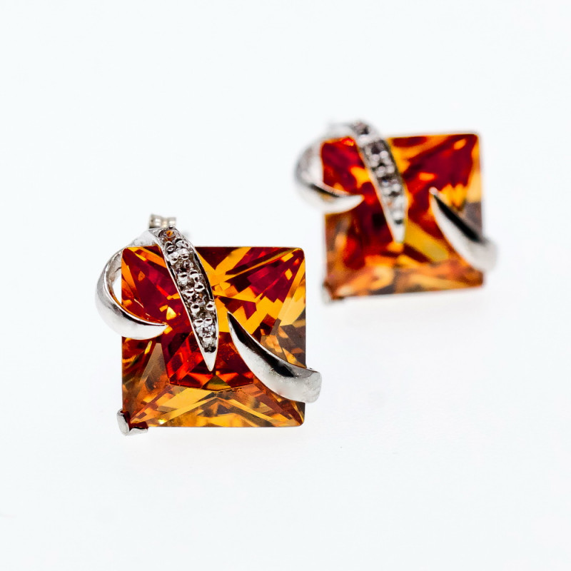 Sky Jewelry Серебряные серьги с фианитами  Обаяние