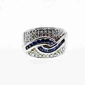 Sky Jewelry Серебряное кольцо с сапфирами