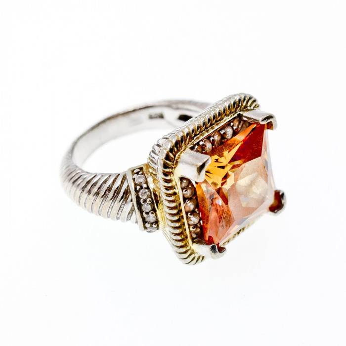 Sky Jewelry Серебряное кольцо с камнями гессонит и берилл