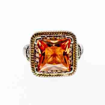 Sky Jewelry Серебряное кольцо с камнями гессонит и берилл