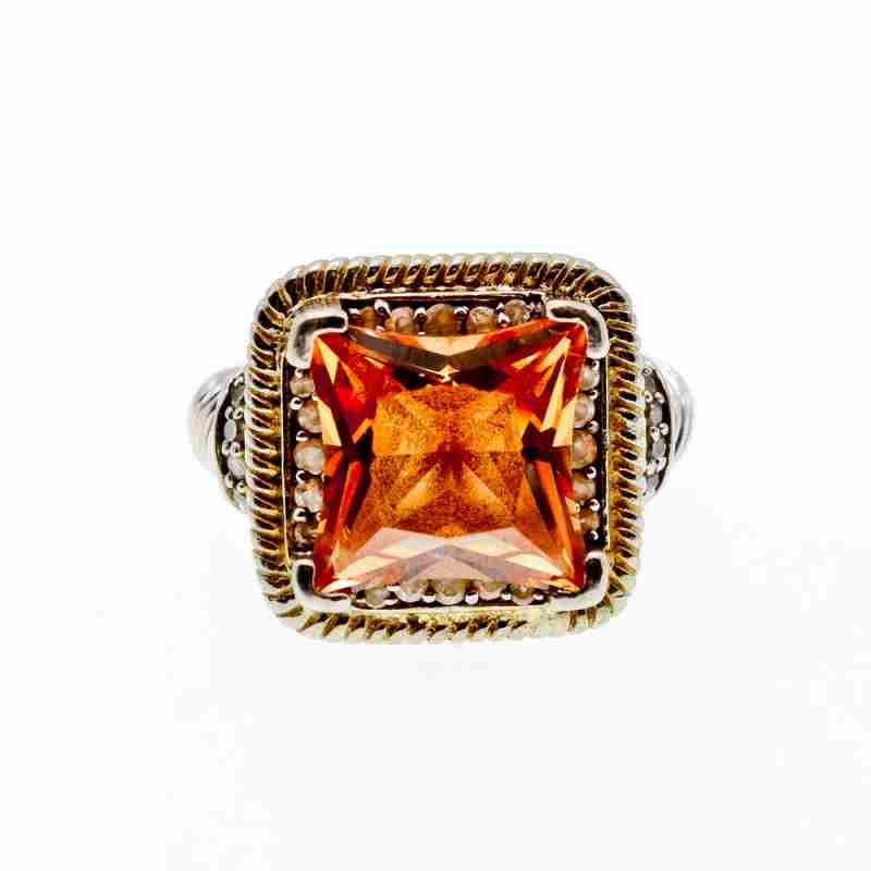 Sky Jewelry Серебряное кольцо с камнями гессонит и берилл
