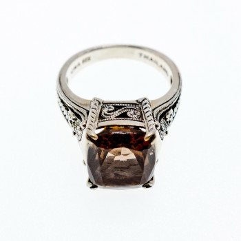 Sky Jewelry Серебряное кольцо с коричневым дымчатым кварцем