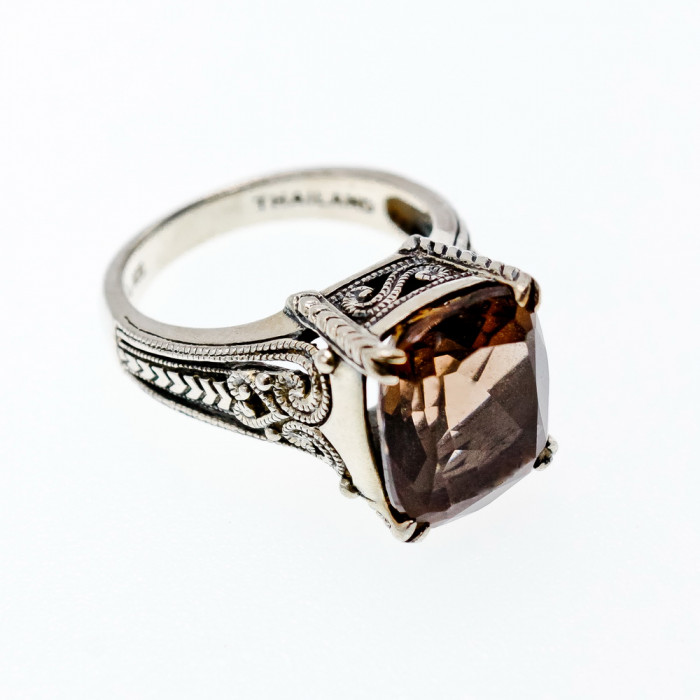 Sky Jewelry Серебряное кольцо с коричневым дымчатым кварцем