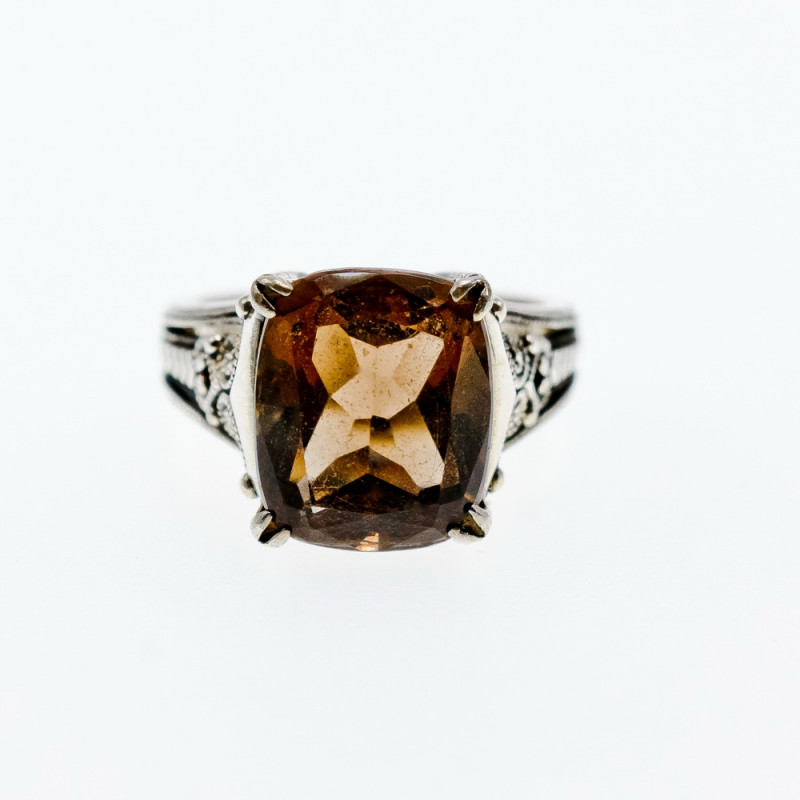 Sky Jewelry Серебряное кольцо с коричневым дымчатым кварцем