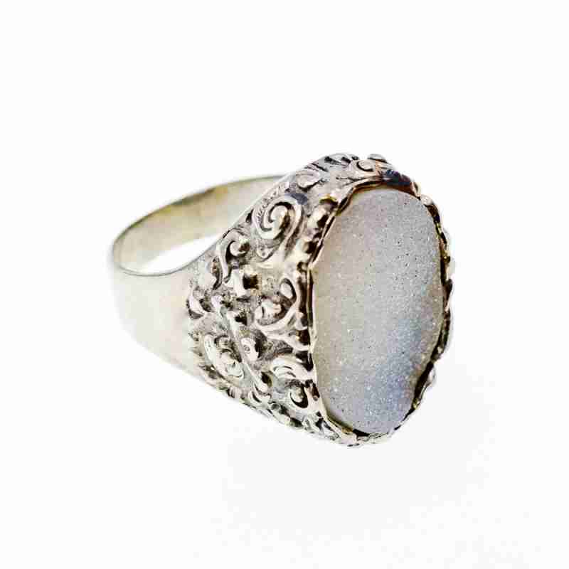 Sky Jewelry Серебряное кольцо  друза кварца