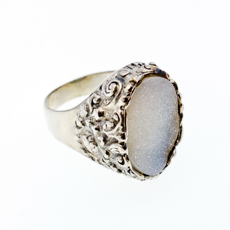 Sky Jewelry Серебряное кольцо  друза кварца