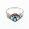 Sky Jewelry Серебряное кольцо с аквамарином и камнями берилл