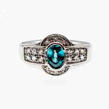 Sky Jewelry Серебряное кольцо с аквамарином и камнями берилл