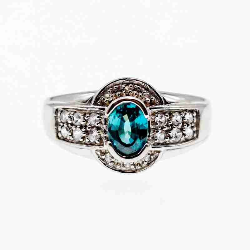Sky Jewelry Серебряное кольцо с аквамарином и камнями берилл