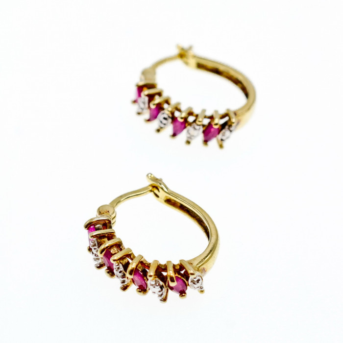 Sky Jewelry Серебряные серьги в позолоте с рубинами