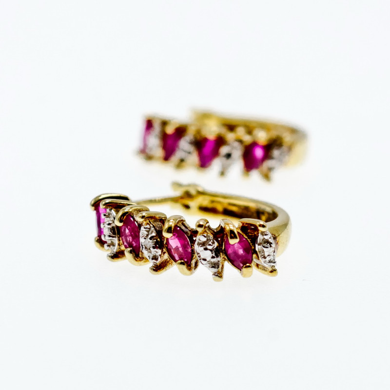 Sky Jewelry Серебряные серьги в позолоте с рубинами