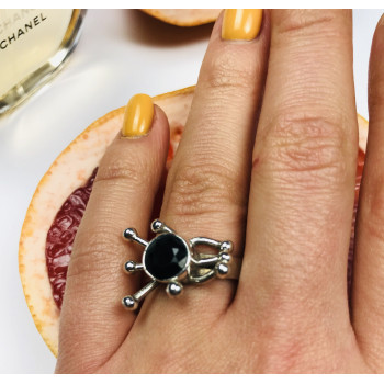 Sky Jewelry Серебряное кольцо с черным Турмалином (Шерл)