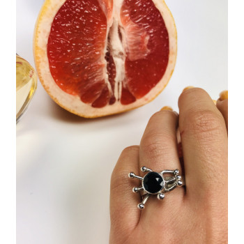 Sky Jewelry Серебряное кольцо с черным Турмалином (Шерл)