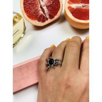 Sky Jewelry Серебряное кольцо с черным Турмалином (Шерл)