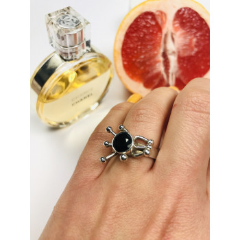 Sky Jewelry Серебряное кольцо с черным Турмалином (Шерл)