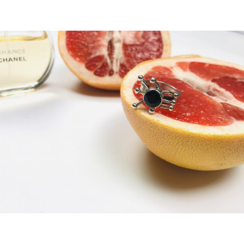 Sky Jewelry Серебряное кольцо с черным Турмалином (Шерл)