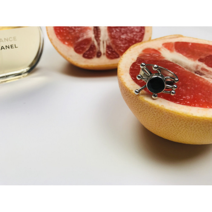 Sky Jewelry Серебряное кольцо с черным Турмалином (Шерл)