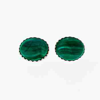 Sky Jewelry Серебряные серьги гвоздики с малахитом