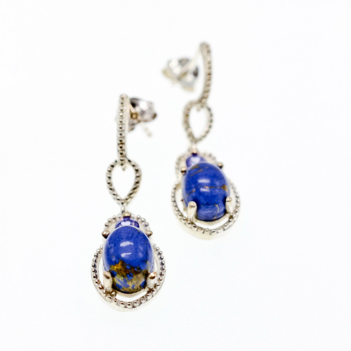 Sky Jewelry Серебряные серьги с камнями содалит и аметист