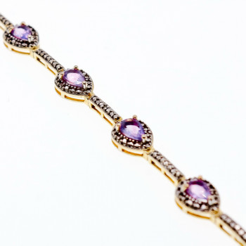 Sky Jewelry Серебряный браслет в позолоте с аметистом  Мечта