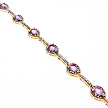 Sky Jewelry Серебряный браслет в позолоте с аметистом  Мечта