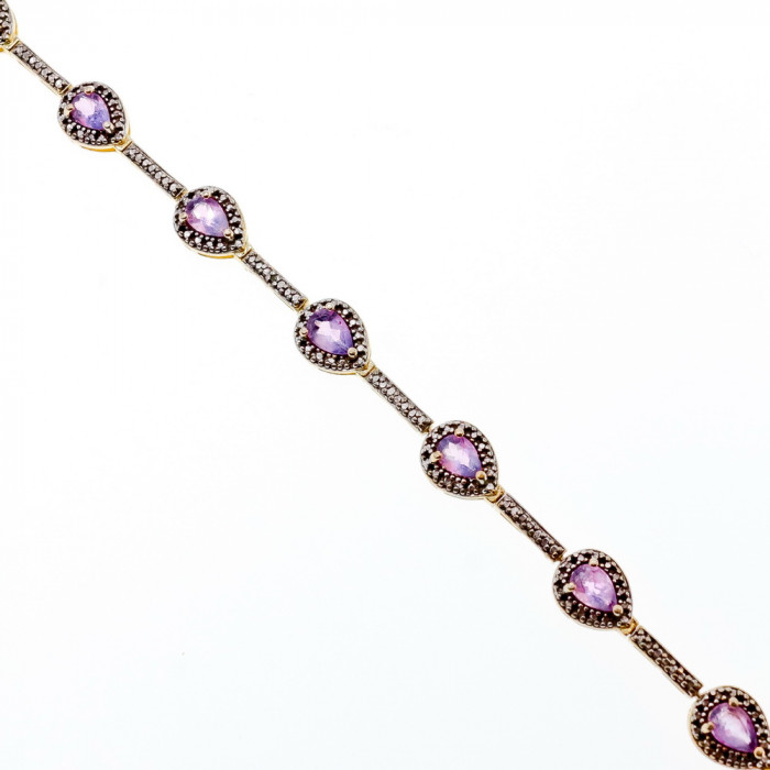 Sky Jewelry Серебряный браслет в позолоте с аметистом  Мечта