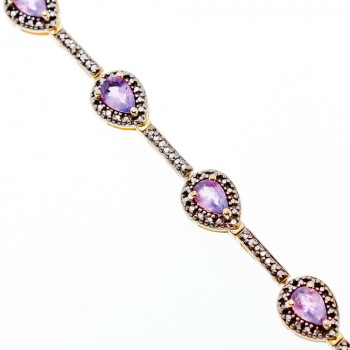 Sky Jewelry Серебряный браслет в позолоте с аметистом  Мечта
