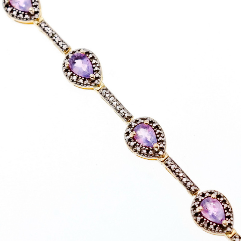 Sky Jewelry Серебряный браслет в позолоте с аметистом  Мечта