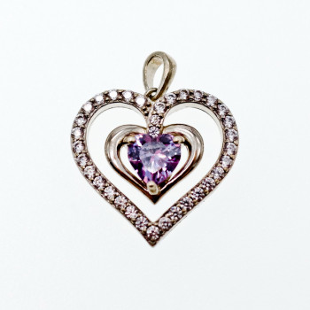 Sky Jewelry Серебряный кулон с камнями аметист и берилл  Сердце