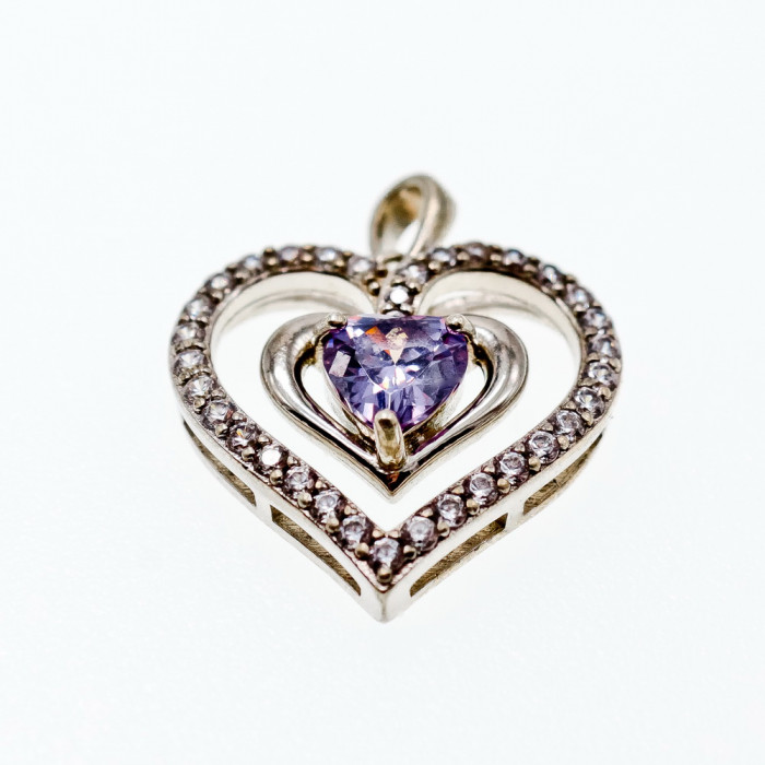 Sky Jewelry Серебряный кулон с камнями аметист и берилл  Сердце