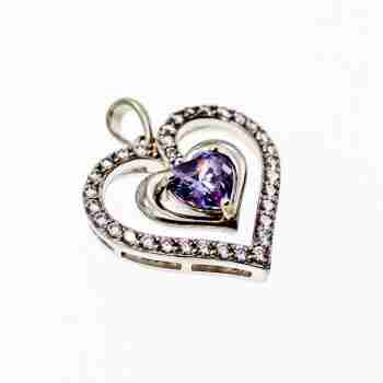 Sky Jewelry Серебряный кулон с камнями аметист и берилл  Сердце